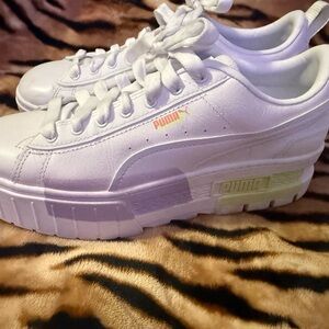 Puma White Platform Sneakers, 8.5